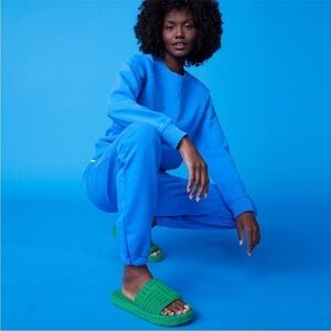 MONROW SET 90s Classic Joggers And Hooded Sweatshirt Organic Cotton Cerulean